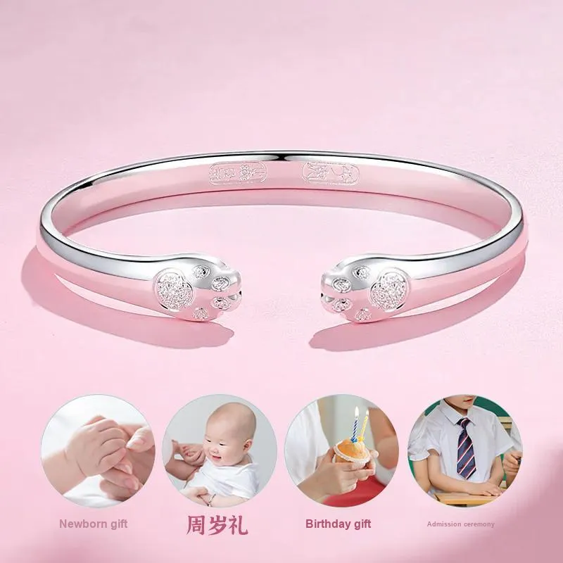 YASHENGZHUBAO 999 Fine Silver Bangles Kids'-9