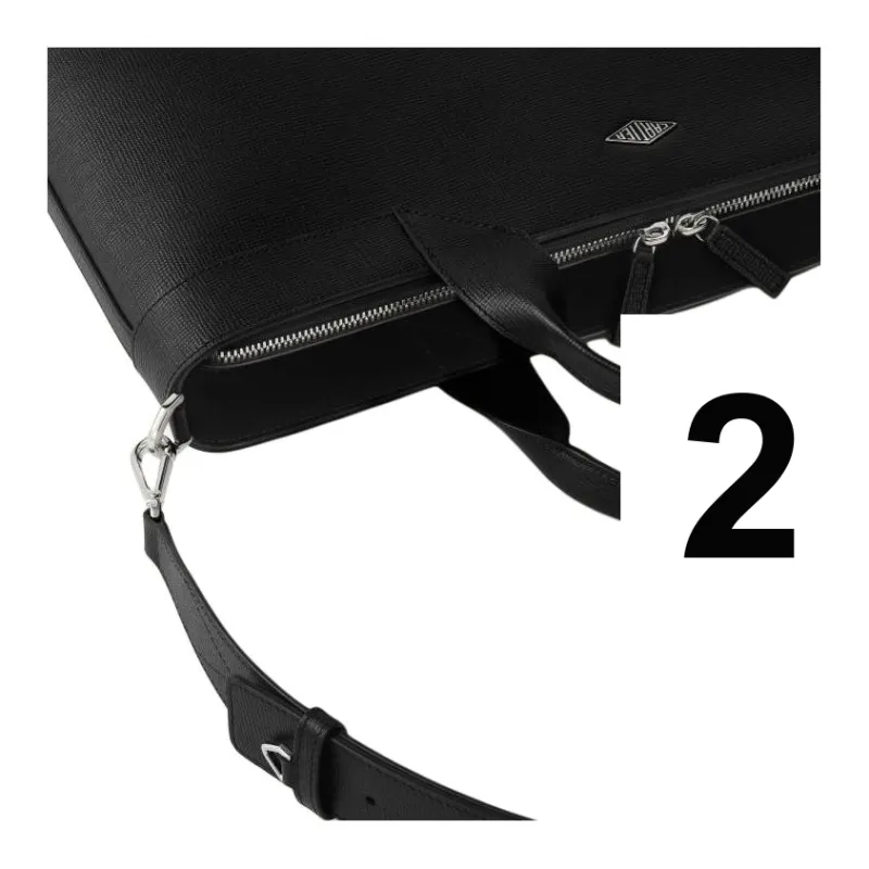 CARTIER Calfskin One Shoulder Crossbody Portable Briefcases Men's Black-2
