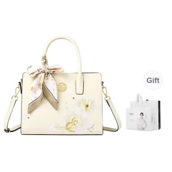 TUCANO Split Cow Leather With Synthetic Leather Handbag Regular Women's Ecru