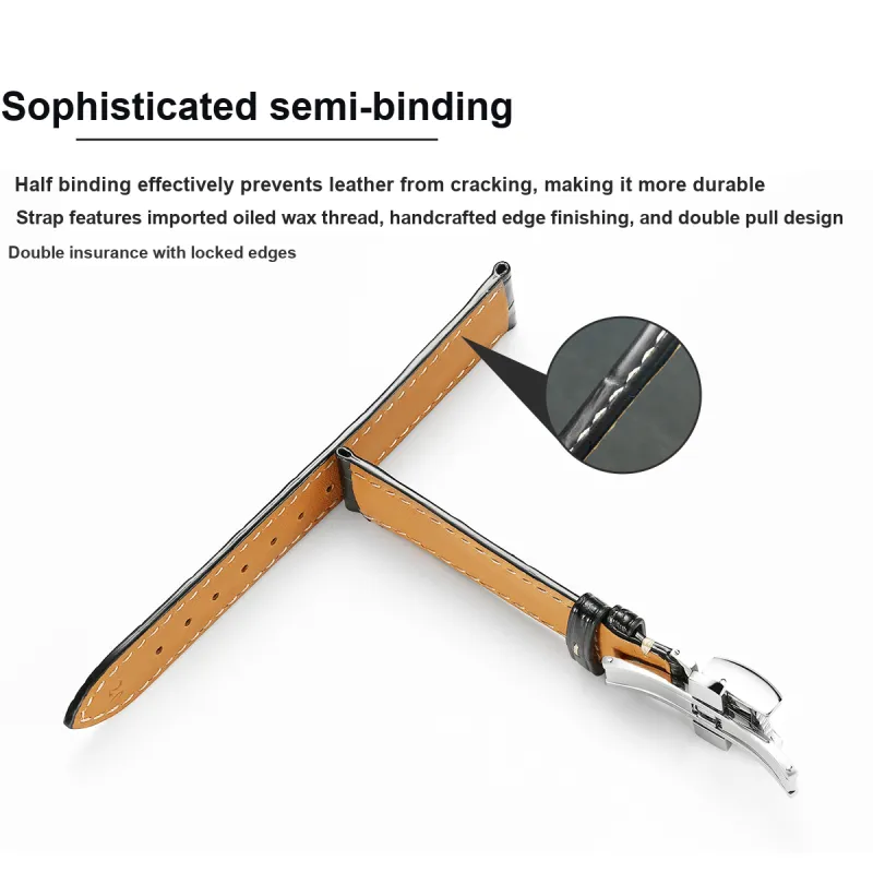 ZHISHENG Longines Compatibility Watch Band 14 21mm Interface Width Genuine Leather Material-3