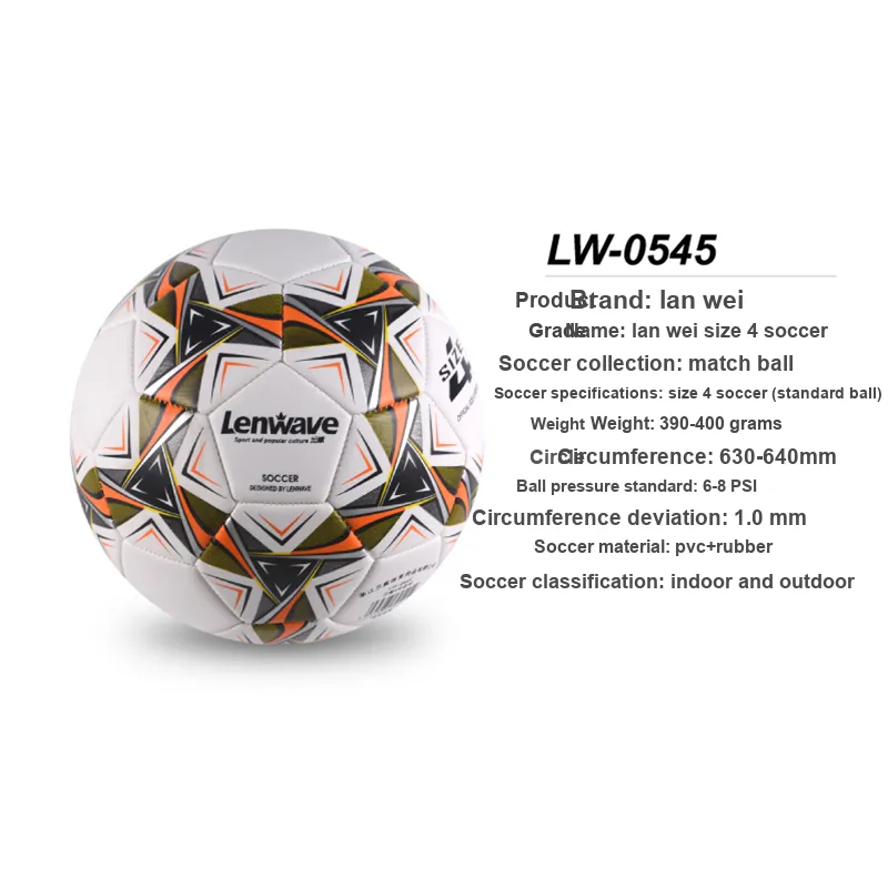 LENWAVE Size 4 Soccer PVC Machine Stitched Soccer Ball Unisex Green White-1