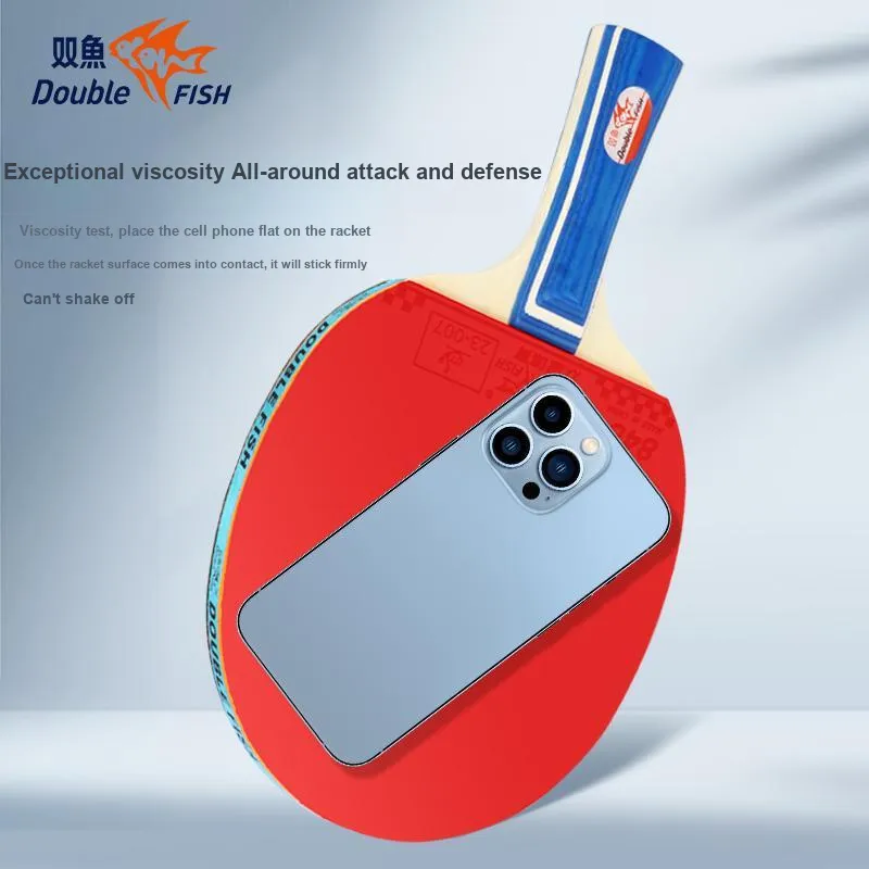 DOUBLEFISH Ping Pong Paddles Unisex All Wood Red Single Auction Set-9