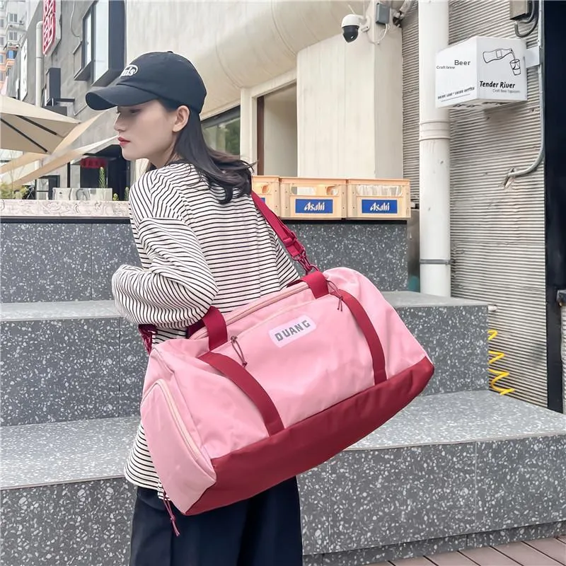 NIGEER Oxford Gym Bag Large Size Unisex Black/Ecru/Pink/Green-11