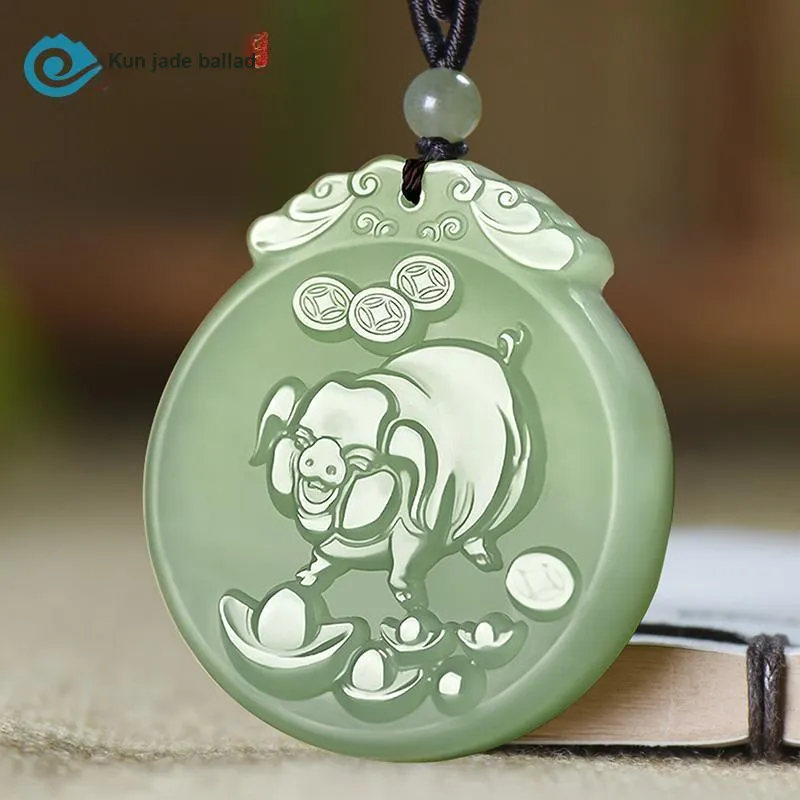 KUNYUYAO Hetian Jade Pendants Pale Greenish White Jade Unisex-80