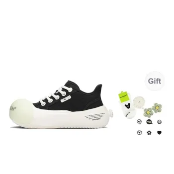 AMMESON Anti Slip Wear Resistant Low Top Skateboard Shoes Women's Black White