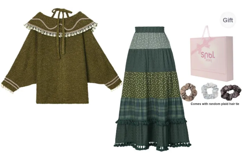SNBL Two Piece Skirt Sets Women's Sweater+Skirt-1