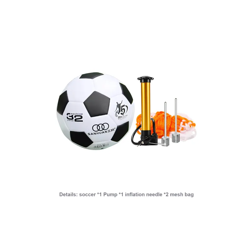 THREEHUAN Size 5 Soccer PVC Seamless Thermal bonding Unisex Black White-1