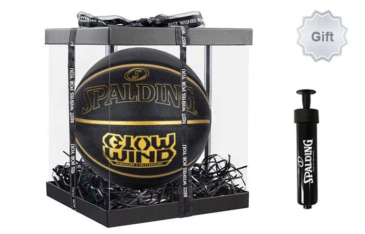 SPALDING Cyclone Series PU Basketball Black Gold Size 7 Ball Training Unisex-5
