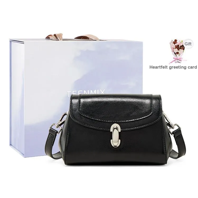 Teenmix Cow Leather With Synthetic Leather Underarm Shoulder Bag, Crossbody Bag Trumpets Women's Black/White/Khaki-6