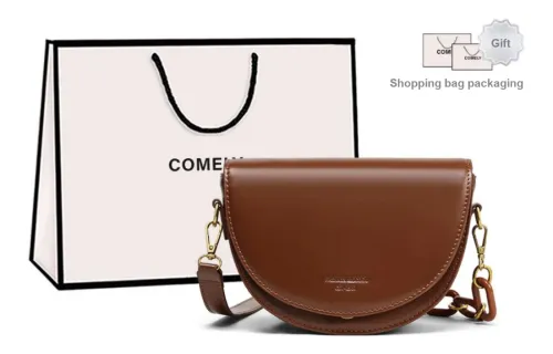 COMELY Cow Leather Patchwork Synthetic Leather Saddle Bag Shoulder Bag Crossbody Bag Regular Women's