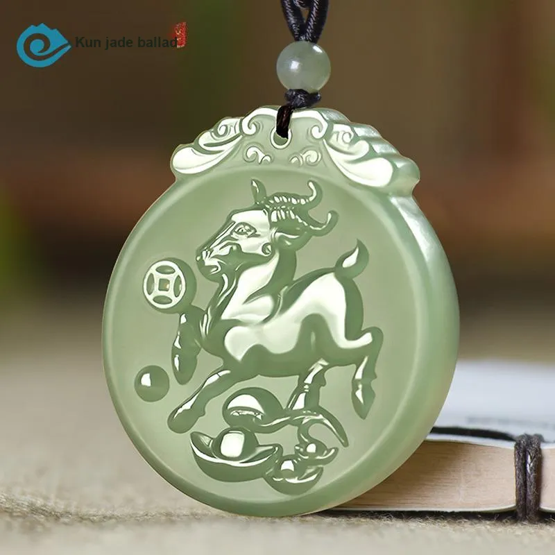 KUNYUYAO Hetian Jade Pendants Pale Greenish White Jade Unisex-52