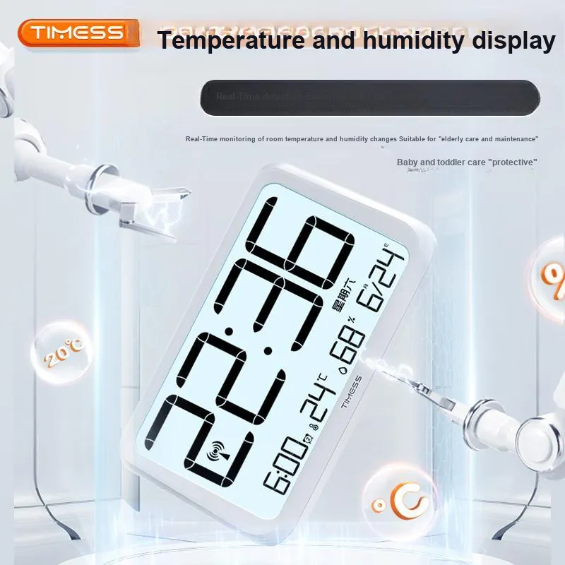 TIMESS Radio Movement Alarm Clock Unisex Two Tone One Touch Snooze Perpetual Calendar-1