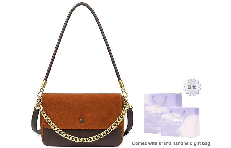 Teenmix Cow Leather Messenger Bag, Shoulder Bag, Crossbody Bag Medium Size Women's Black/Red Brown/Khaki-13