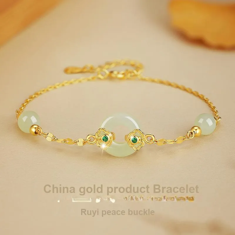 ZSY Hetian Jade Silver 925 Bracelet Pale Greenish White Jade Women's-1