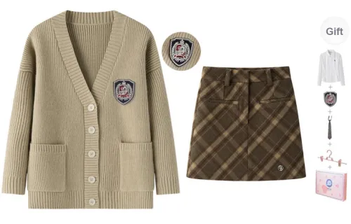 Tokyo Season Skirt Set Autumn And Winter Season Women's Gift Box Set Khaki