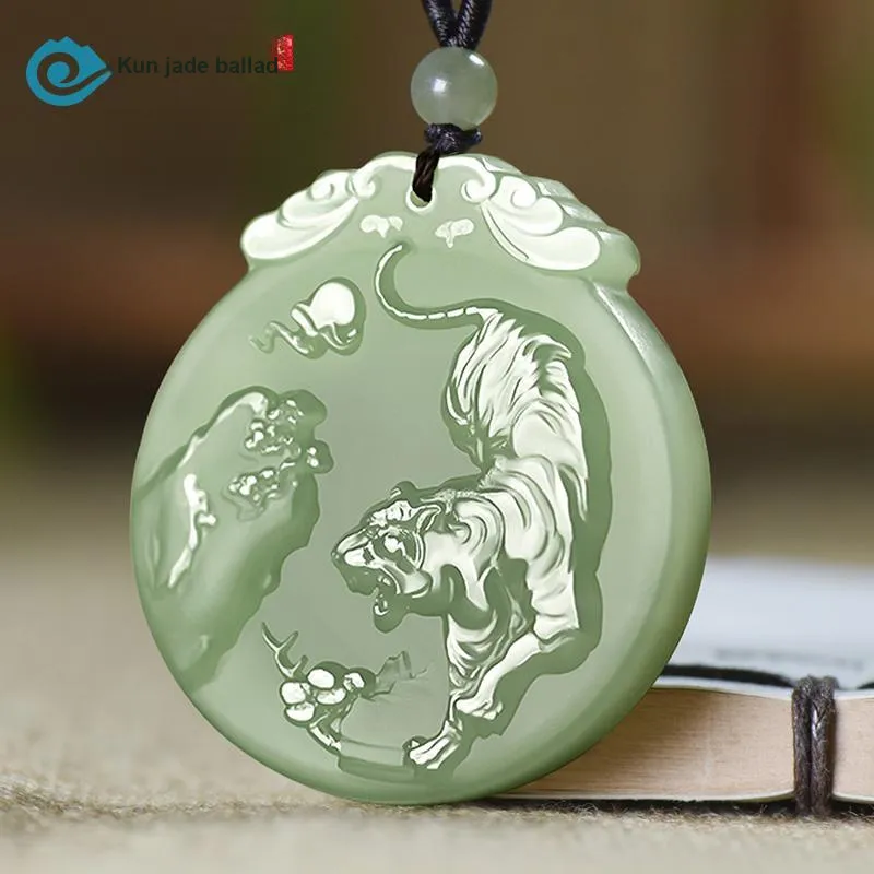 KUNYUYAO Hetian Jade Pendants Pale Greenish White Jade Unisex-100