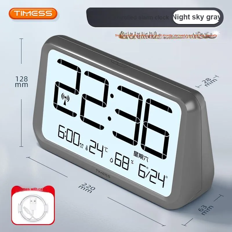 TIMESS Radio Movement Alarm Clock Unisex Two Tone One Touch Snooze Perpetual Calendar-3