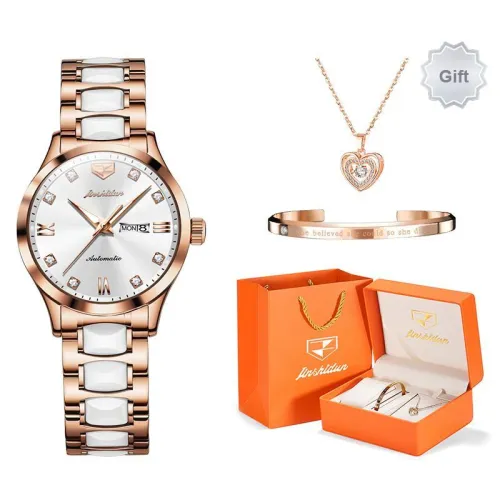 Jin Shi Dun Box Automatic Mechanical Movement Chinese Watches Women's Watch White Dial