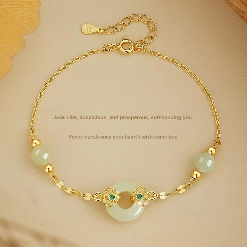 ZSY Hetian Jade Silver 925 Bracelet Pale Greenish White Jade Women's-2