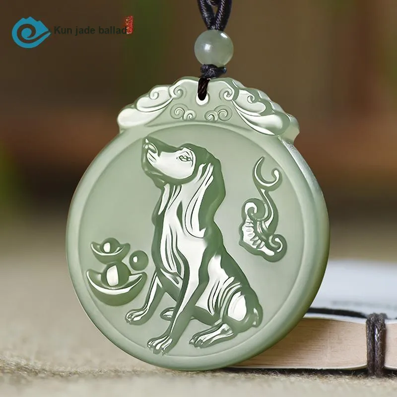 KUNYUYAO Hetian Jade Pendants Pale Greenish White Jade Unisex-73