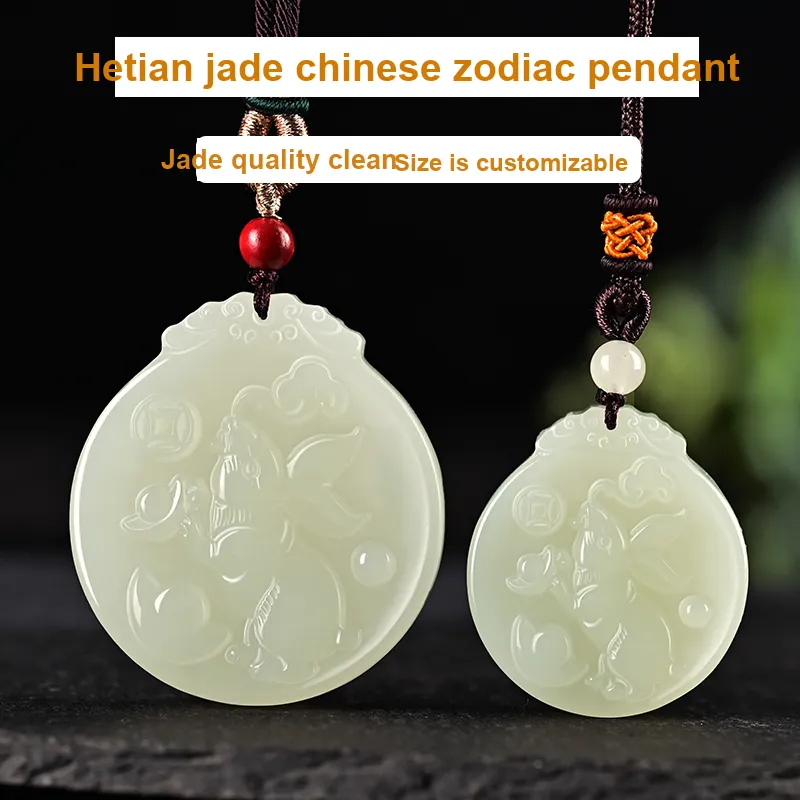 KUNYUYAO Hetian Jade Pendants Pale Greenish White Jade Unisex-152