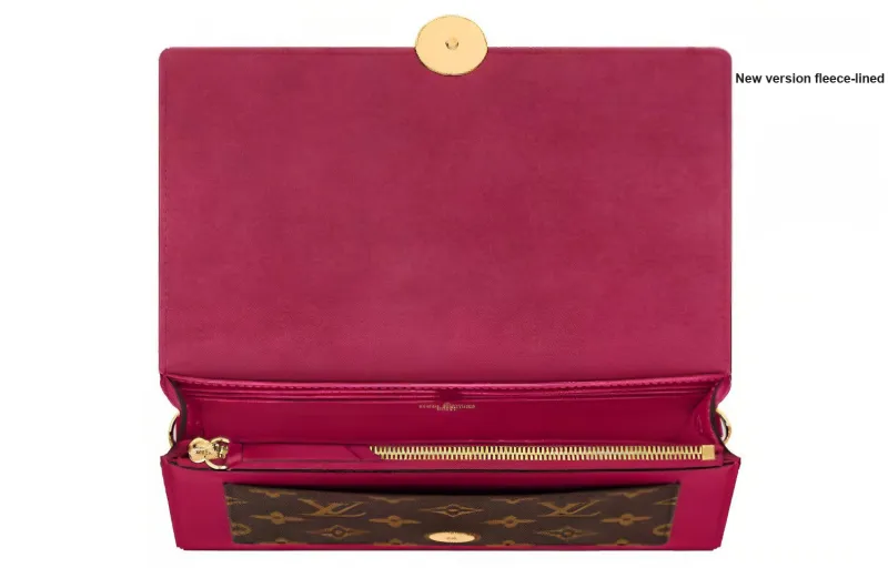 LOUIS VUITTON Flore Chain Wallet Monogram Brown/Fuchsia-3