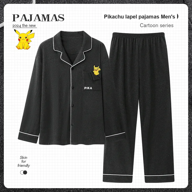 O'MESIK Pajama Set Men's Black Gray-1