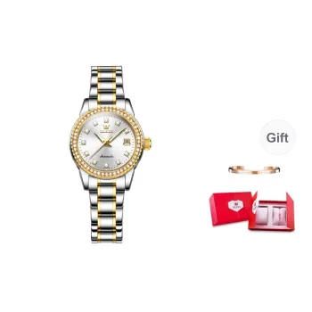 OLEVS Mechanical Movement Stainless Steel Watchband Watch Women's Watch White Dial