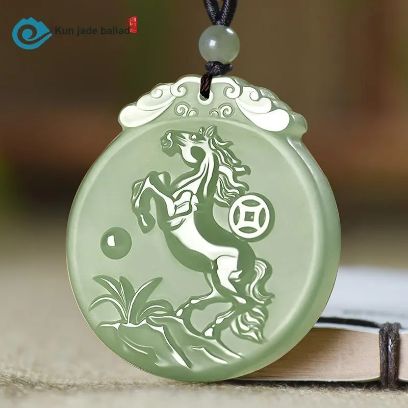 KUNYUYAO Hetian Jade Pendants Pale Greenish White Jade Unisex-128