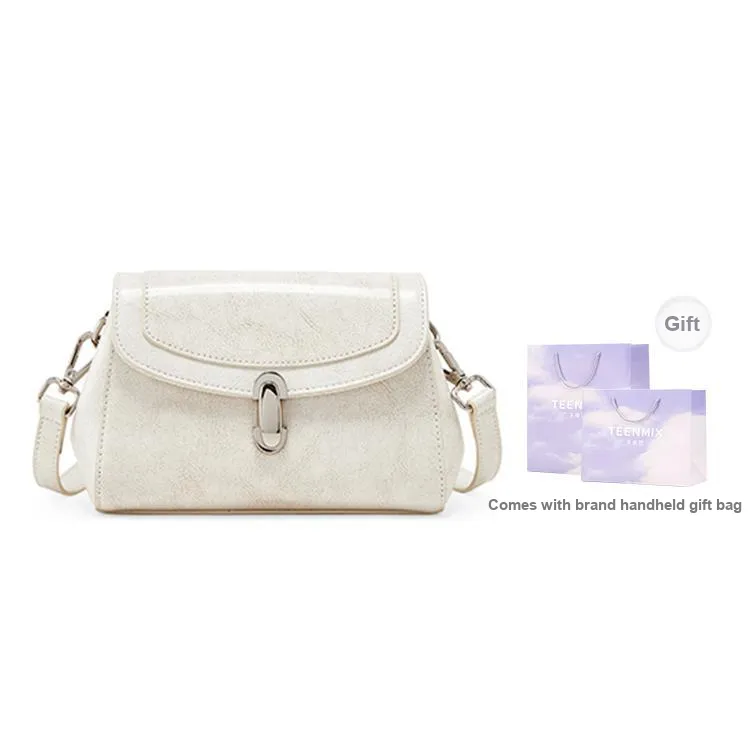 Teenmix Cow Leather With Synthetic Leather Underarm Shoulder Bag, Crossbody Bag Trumpets Women's Black/White/Khaki-16