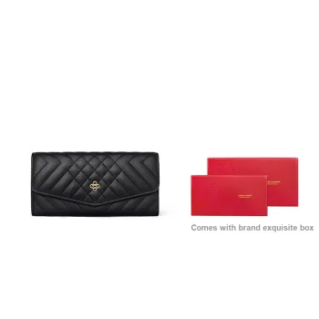 CNOLES Cow Leather Clutch Card Holder, Wallet Women's Black