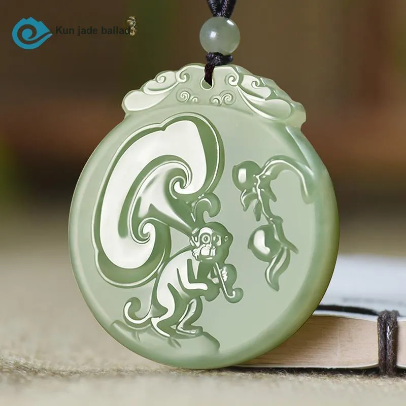 KUNYUYAO Hetian Jade Pendants Pale Greenish White Jade Unisex-142