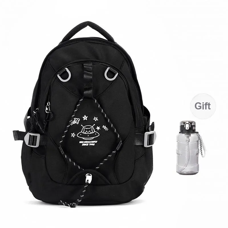 RED DRAGONFLY Fabric Space Meow Backpack Regular Women's Pink Gray-0
