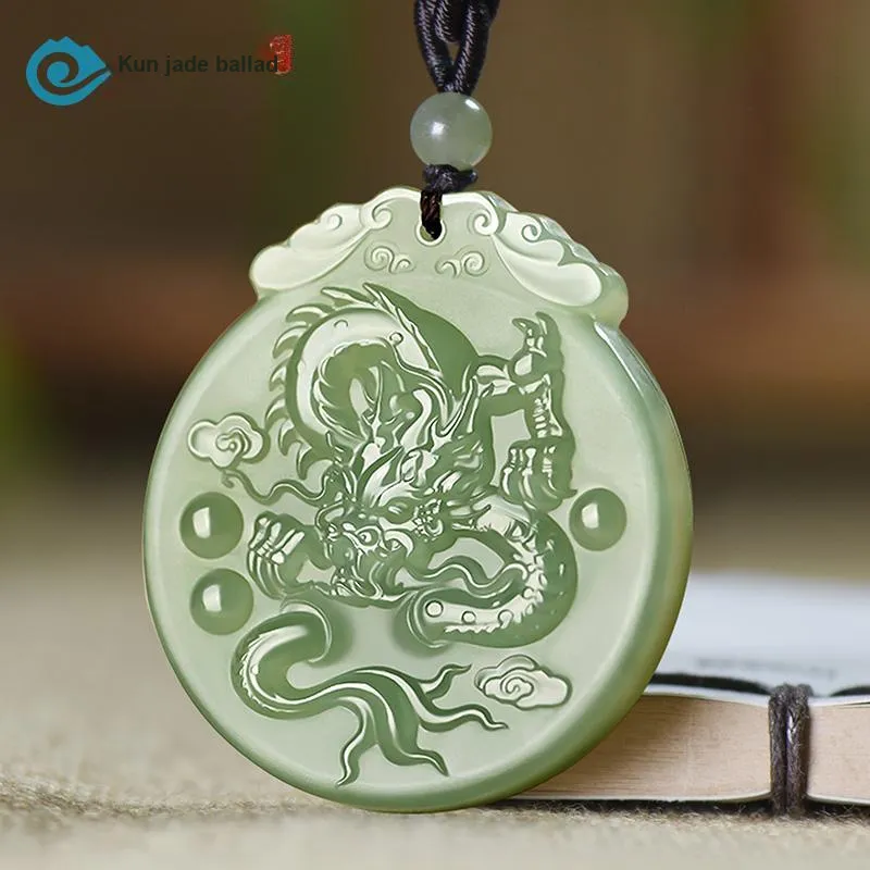 KUNYUYAO Hetian Jade Pendants Pale Greenish White Jade Unisex-31