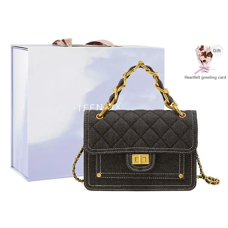 Teenmix Fabric Microfiber Synthetic Leather One Shoulder Handbag Regular Women's Black/Blue-17