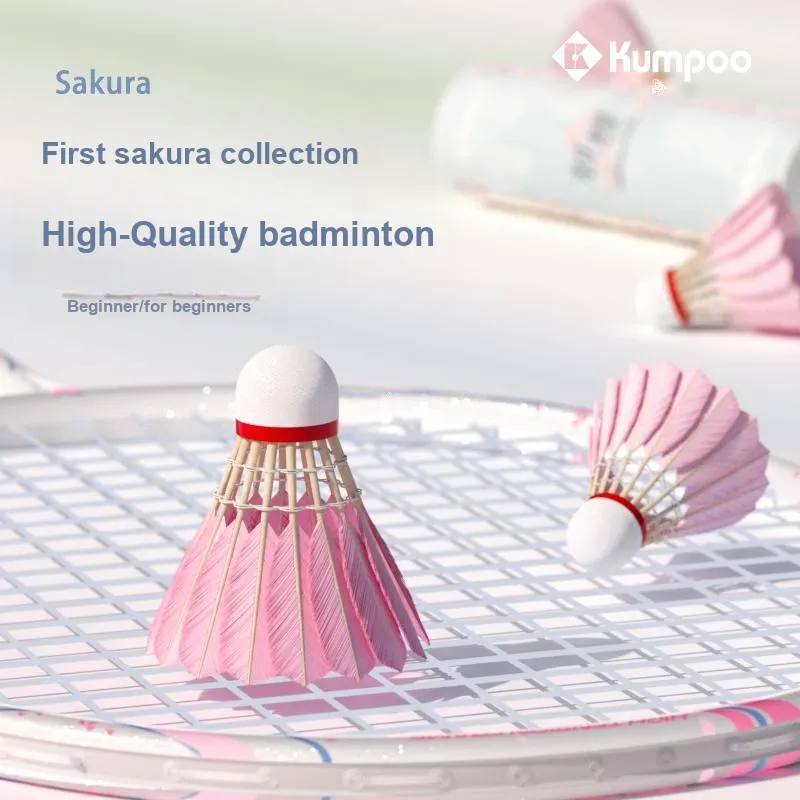 KUMPOO First Cherry Pink 6 Pack Duck Feather Everyday Training Shuttlecocks-2