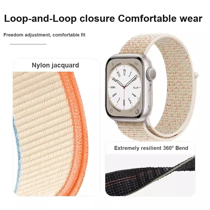 PULAISI Compatibility AppleWatch Ultra1/2/iwatch10/9/8/7/6/SE Apple Compatibility Watch Band Woven Loop Nylon Material-19