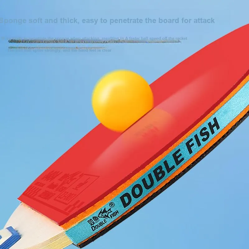 DOUBLEFISH Ping Pong Paddles Unisex All Wood Red Single Auction Set-10