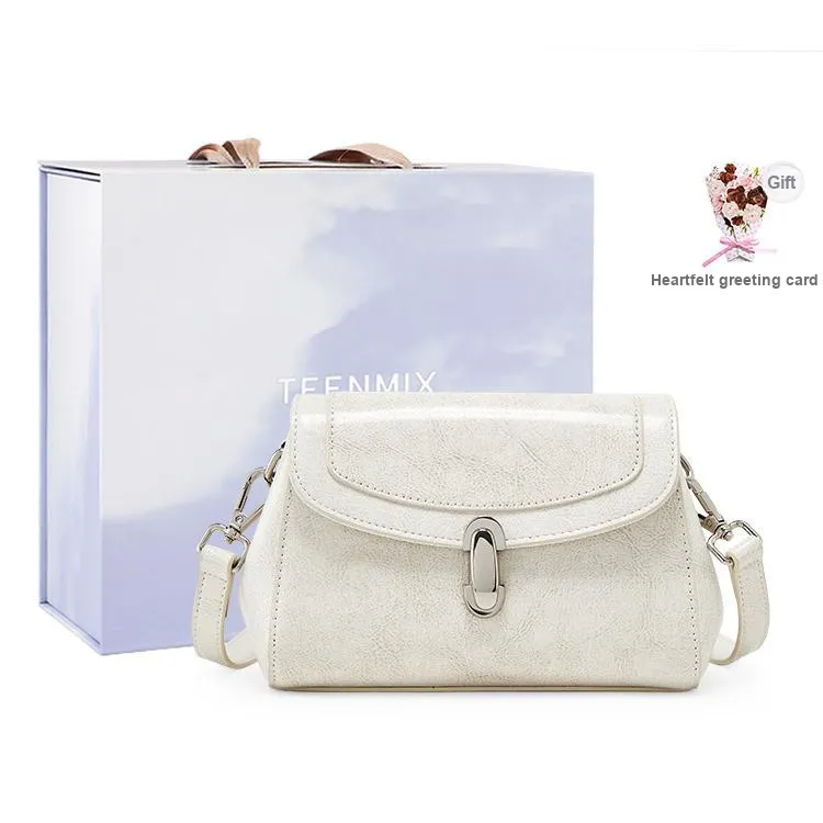 Teenmix Cow Leather With Synthetic Leather Underarm Shoulder Bag, Crossbody Bag Trumpets Women's Black/White/Khaki-24