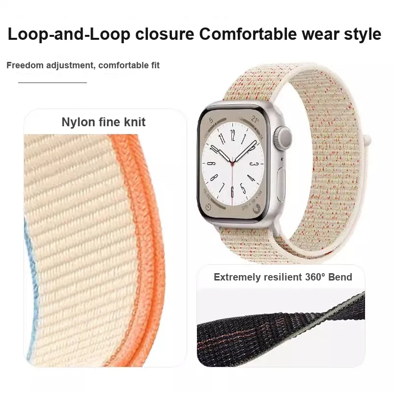 PULAISI Compatibility AppleWatch Ultra1/2/iwatch10/9/8/7/6/SE Apple Compatibility Watch Band Woven Loop Nylon Material-13