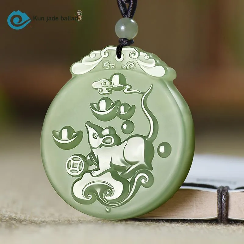 KUNYUYAO Hetian Jade Pendants Pale Greenish White Jade Unisex-1