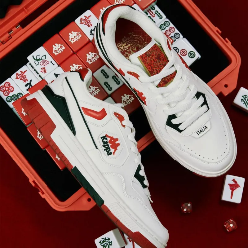 Kappa Cushioning Wear Resistant Low Top Skateboard Shoes Unisex White Red-6