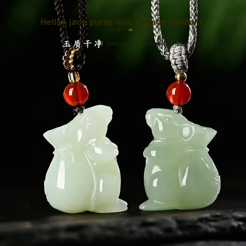 KUNYUYAO Hetian Jade Pendants White Jade/Pale Greenish White Jade Unisex-5