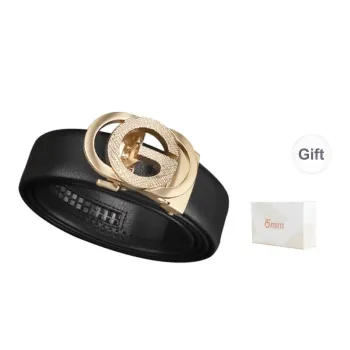 15 MINS High End Automatic Buckle Business Pants Belt Split Cow Leather Belts Men's Black 3.5cm