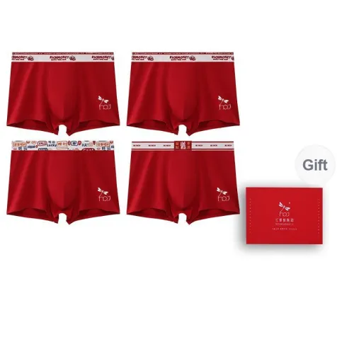 RED DRAGONFLY Prosperity Zodiac Year Red Underwear 100% Cotton Men's Combo Gift Box Sets