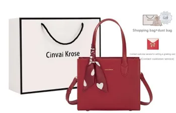 Simvay Clos Cow Leather, Synthetic Leather Tote Shoulder Bag, Crossbody Bag, Handbag Medium Size Women's Rouge Red