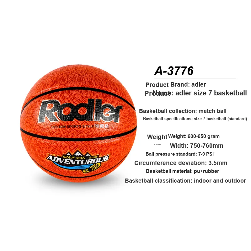 RADLER PU Basketball Orange Size 7 Ball Training Unisex-3