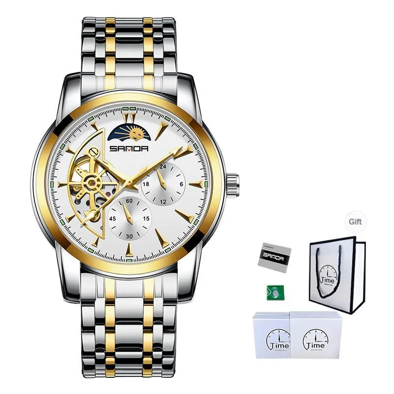 Sanda Automatic Mechanical Movement Stainless Steel Strap Watch Men's Watches White Dial-11