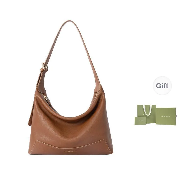 VANESSA HOGAN Cow Leather Shoulder Bag Xinran Hobo Pack Women's Cocoa Red/Brown/Obsidian Black