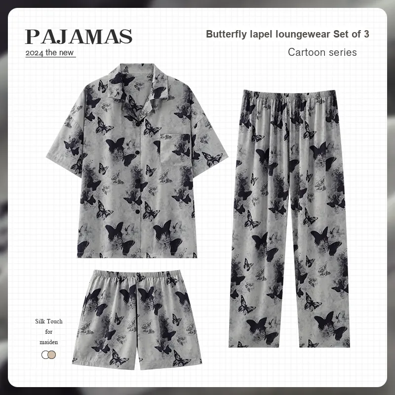 O'MESIK Pajama Set Women's Black Gray-1